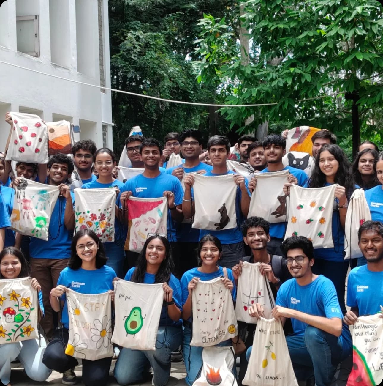 Tote bag painting with Goldman Sachs